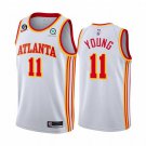 Men's Atlanta Hawks #11 Trae Young White With NO.6 Patch Stitched Basketball Jersey