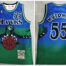 Men's Atlanta Hawks #55 Dikembe Mutombo Blue and Green 1996-97 Throwback Swingman Stitched Jersey