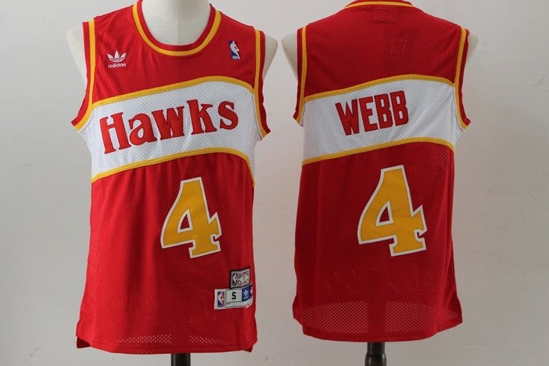 Men's Atlanta Hawks Spud Webb Red Throwback Basketball Jersey Embroidered