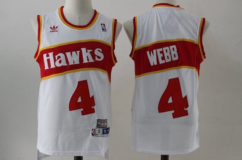 Men's Atlanta Hawks Spud Webb White Throwback Basketball Jersey Embroidered