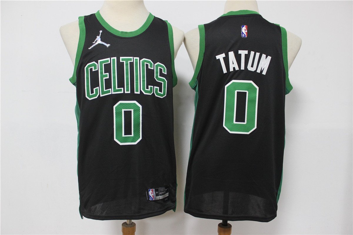 Men's Boston Celtics #0 Jayson Tatum Black 75th Anniversary Diamond 2021 Stitched Jersey