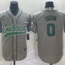 Men's Boston Celtics #0 Jayson Tatum Gray Stitched Baseball Jersey