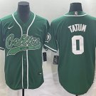 Men's Boston Celtics #0 Jayson Tatum Green Stitched Baseball Jersey