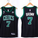 Men's Boston Celtics #7 Jaylen Brown Black No.6 Patch Stitched Basketball Jersey