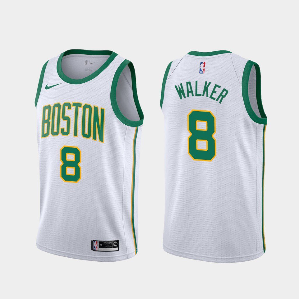 Men's Boston Celtics #8 Kemba Walker White City Edition Basketball Jersey