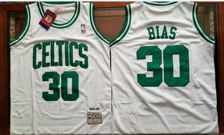 Men's Boston Celtics #30 Len Bias White Swingman Throwback Basketball Jersey