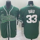 Men's Boston Celtics #33 Larry Bird Green Stitched Baseball Jersey