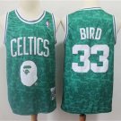 Men's Boston Celtics Bape Larry Bird Green Basketball Jersey Embroidered