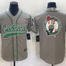 Men's Boston Celtics Gray Team Big Logo With Patch Stitched Baseball Jersey