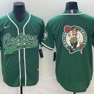 Men's Boston Celtics Green Team Big Logo With Patch Stitched Baseball Jersey