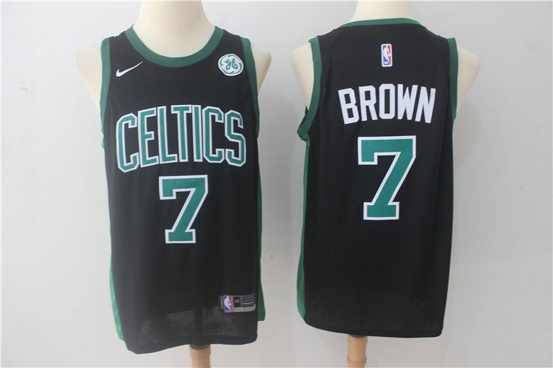 Men's Boston Celtics Jaylen Brown Black Basketball Jersey Embroidered