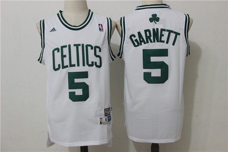 Men's Boston Celtics Kevin Garnett White Throwback Basketball Jersey Embroidered