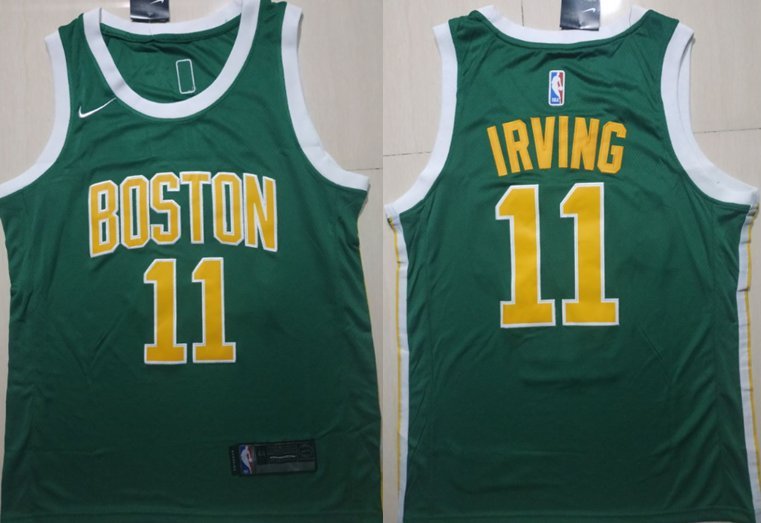 Men's Boston Celtics Kyrie Irving Green Earned Edition Basketball Jersey Embroidered