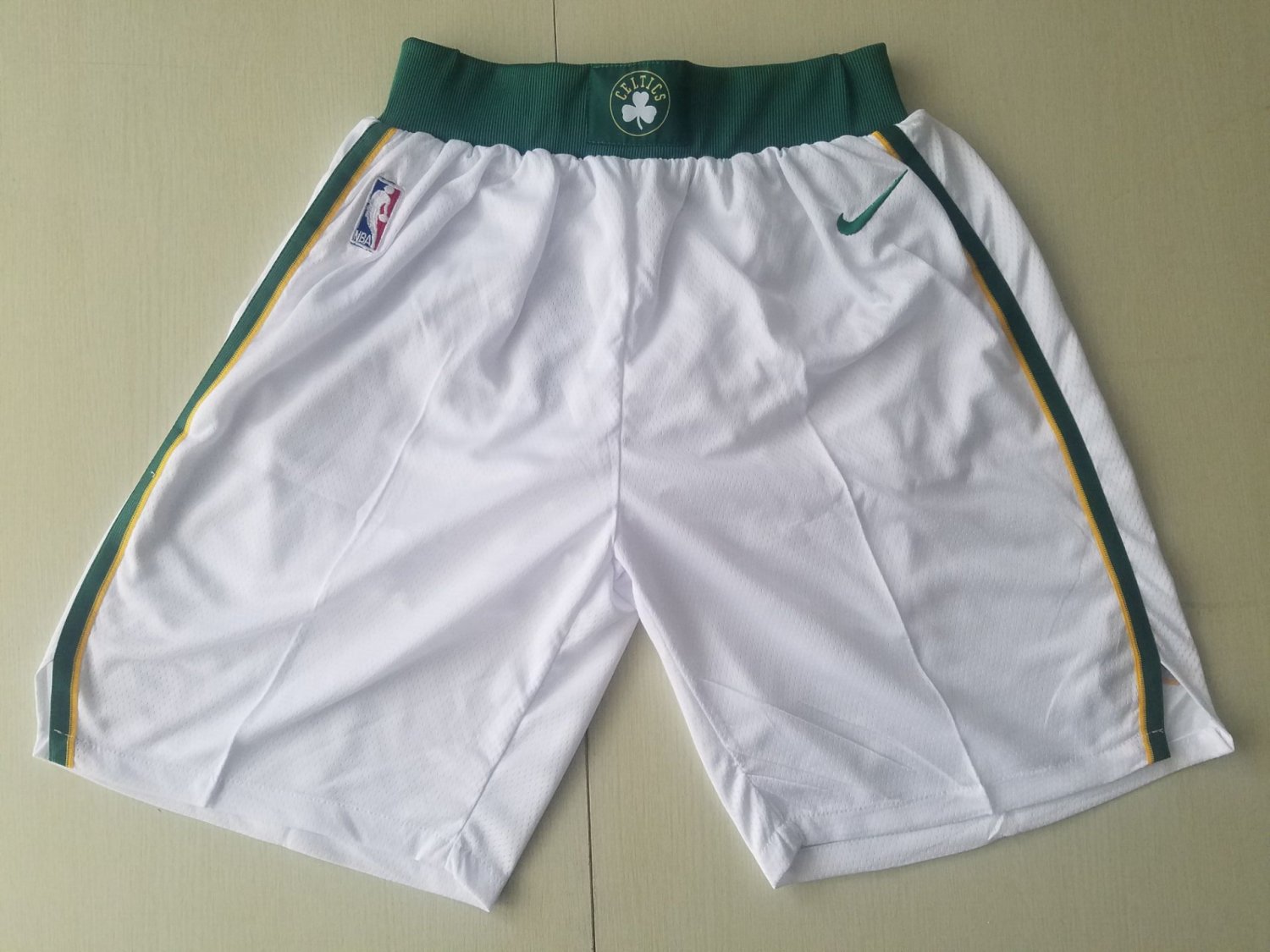 Men's Boston Celtics White City Edition Basketball Shorts Embroidered