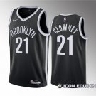 Men's Brooklyn Nets #21 Noah Clowney Black 2023 Draft Icon Edition Stitched Jersey
