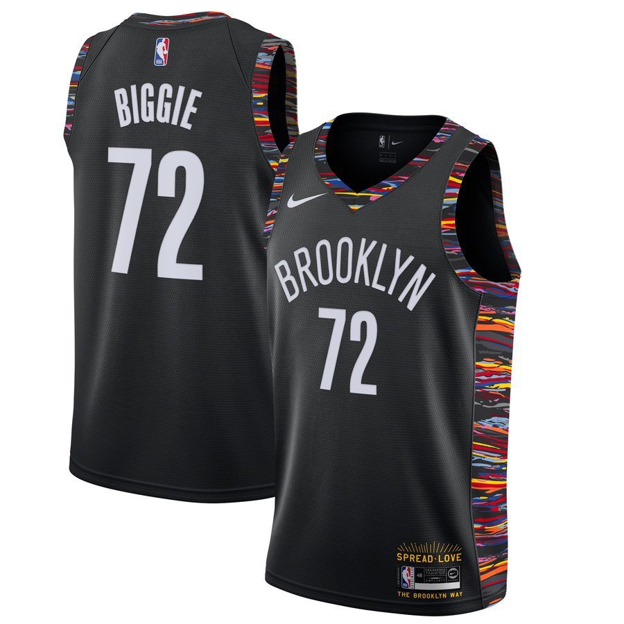 Men's Brooklyn Nets Biggie Tribute Black City Edition Basketball Jersey Embroidered