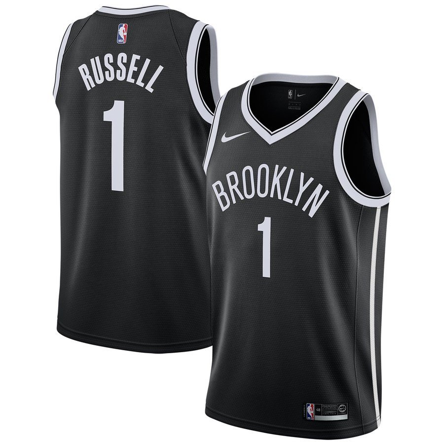 Men's Brooklyn Nets D'Angelo Russell Black Basketball Jersey Embroidered