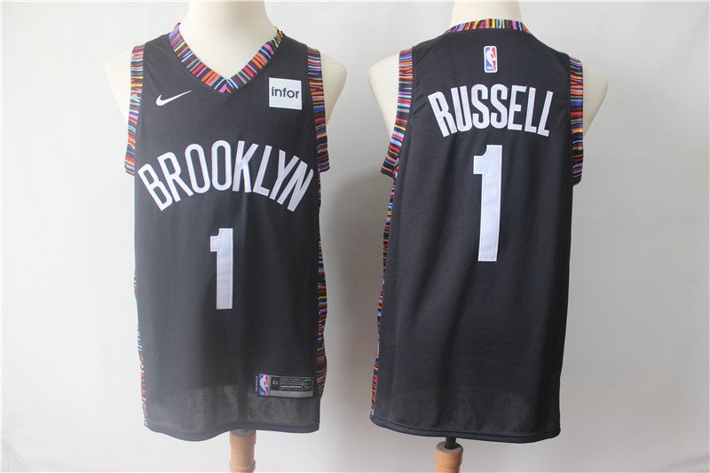 Men's Brooklyn Nets D'Angelo Russell Black City Edition Basketball Jersey Embroidered