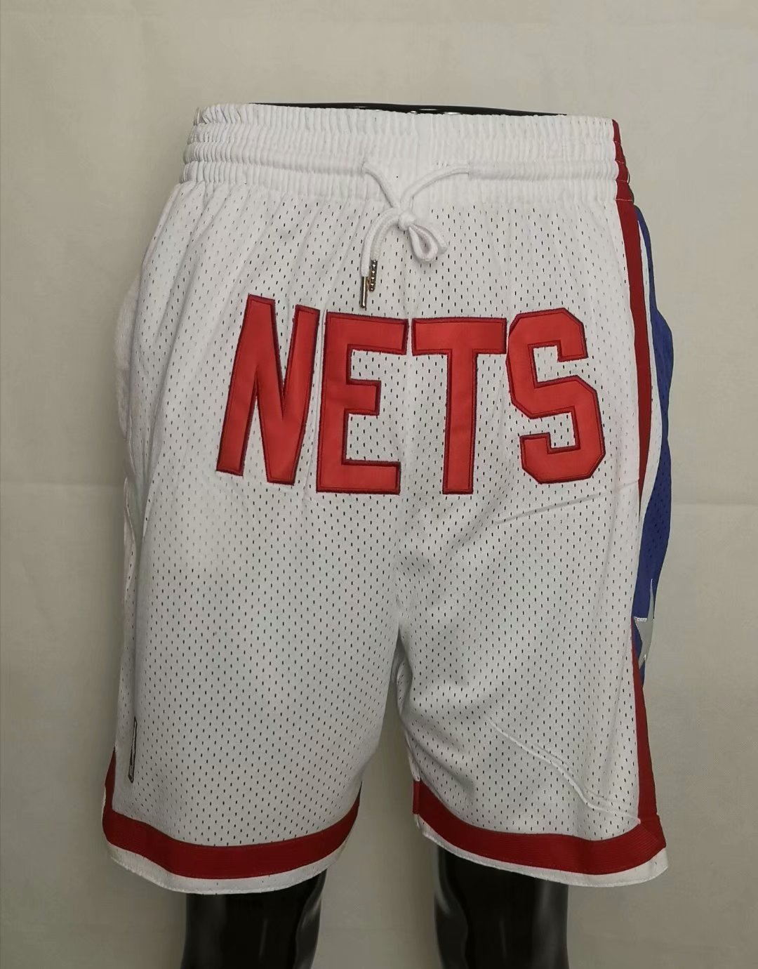 Men's Brooklyn Nets JUST DON White Vintage Basketball Shorts Stitched