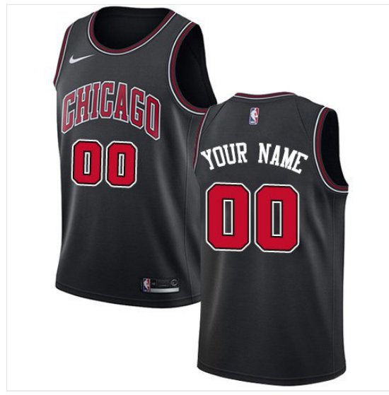 Men's Bulls Personalized Custom Black Statement Edition Jersey