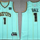 Men's Charlotte Hornets #1 LaMelo Ball Teal No.6 Patch Stitched Jersey