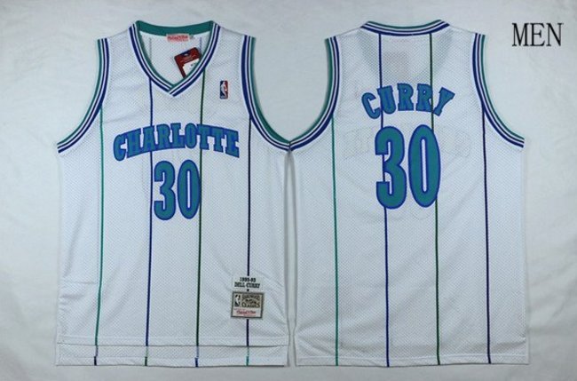 Men's Charlotte Hornets Dell Curry White Throwback Basketball Jersey Embroidered