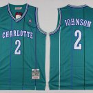 Men's Charlotte Hornets Larry Johnson Green Throwback Basketball Jersey Embroidered
