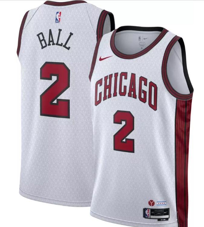 Men's Chicago Bulls #2 Lonzo Ball White 202223 City Edition Stitched Basketball Jersey