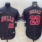 Men's Chicago Bulls #23 Michael Jordan Black Stitched Baseball Jersey