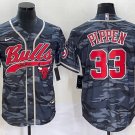 Men's Chicago Bulls #33 Scottie Pippen Gray Camo Cool Base Stitched Baseball Jersey