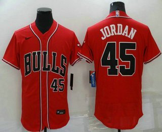 Men's Chicago Bulls #45 Michael Jordan Red Stitched Baseball Jersey