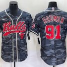 Men's Chicago Bulls #91 Dennis Rodman Gray Camo Cool Base Stitched Baseball Jersey