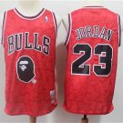Men's Chicago Bulls Bape Michael Jordan Red Basketball Jersey Embroidered