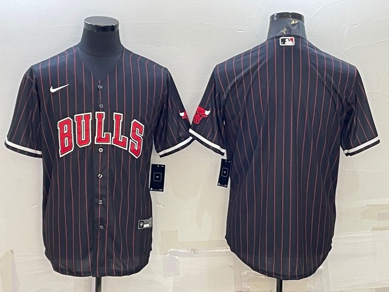 Men's Chicago Bulls Blank Black Stitched Baseball Jersey