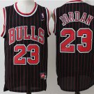 Men's Chicago Bulls Michael Jordan Black Stripes Throwback Basketball Jersey Embroidered
