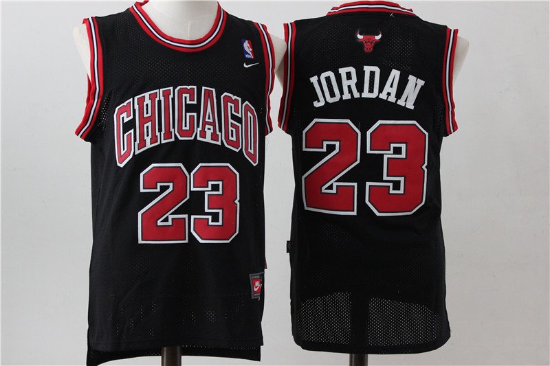 Men's Chicago Bulls Michael Jordan Black Throwback Basketball Jersey Embroidered