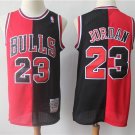 Men's Chicago Bulls Michael Jordan Throwback Basketball Jersey Red Black Split Embroidered