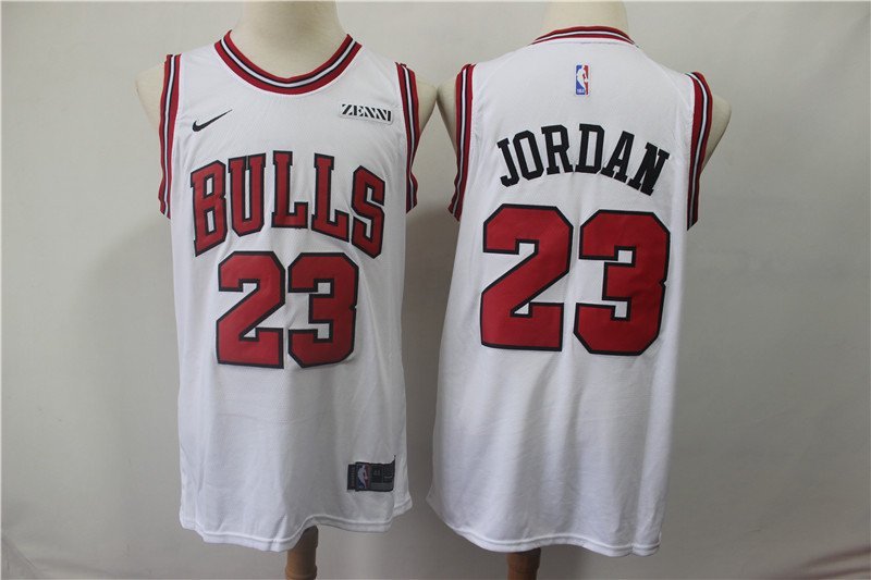 Men's Chicago Bulls Michael Jordan White Basketball Jersey Embroidered