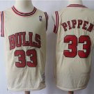 Men's Chicago Bulls Scottie Pippen Cream Throwback Basketball Jersey Embroidered