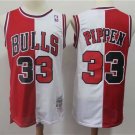 Men's Chicago Bulls Scottie Pippen Throwback Basketball Jersey Red White Split Embroidered