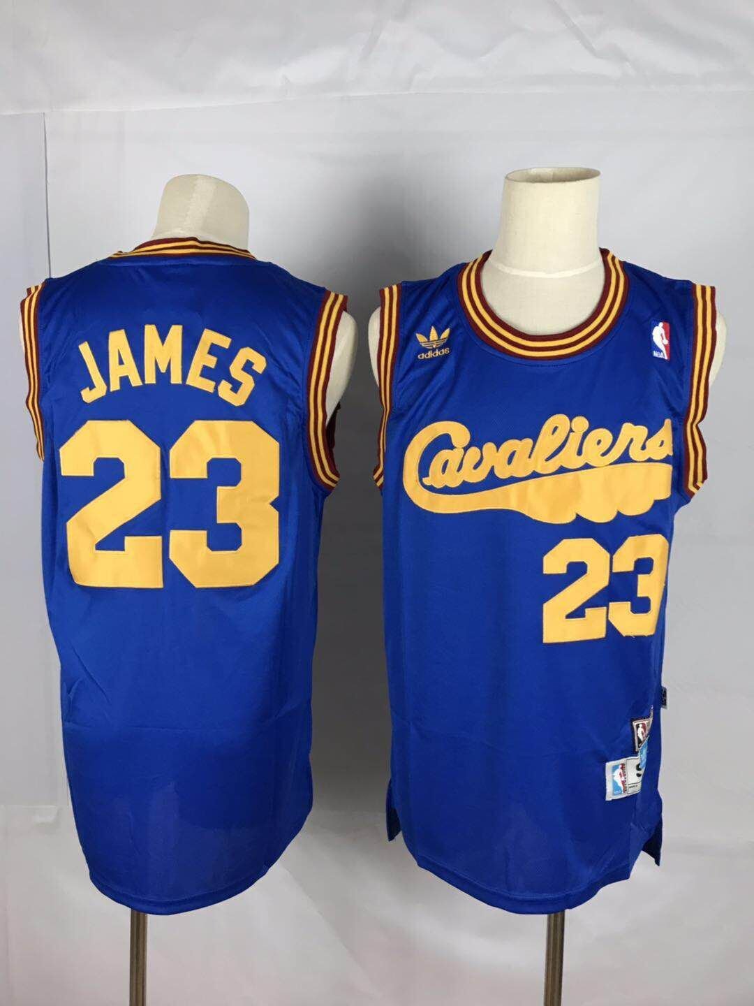 Men's Cleveland Cavaliers LeBron James Blue Throwback Jersey Stitched