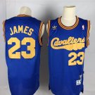Men's Cleveland Cavaliers LeBron James Blue Throwback Jersey Stitched