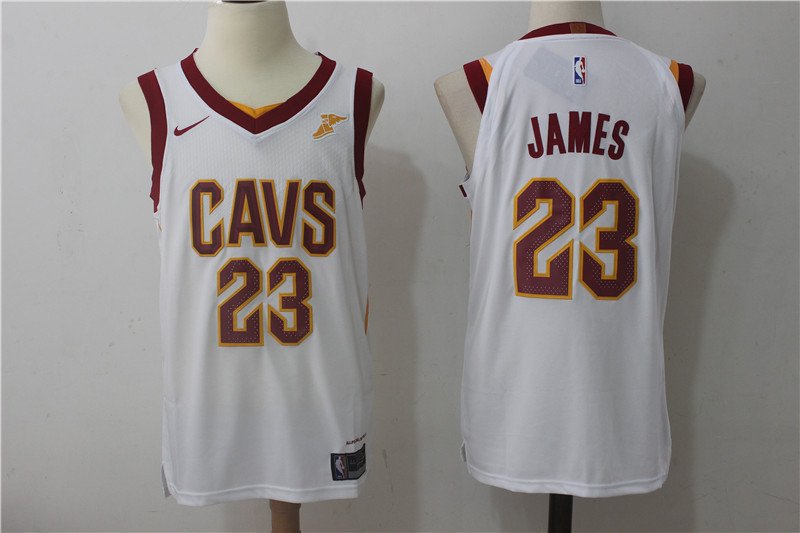 Men's Cleveland Cavaliers LeBron James White Basketball Jersey Embroidered