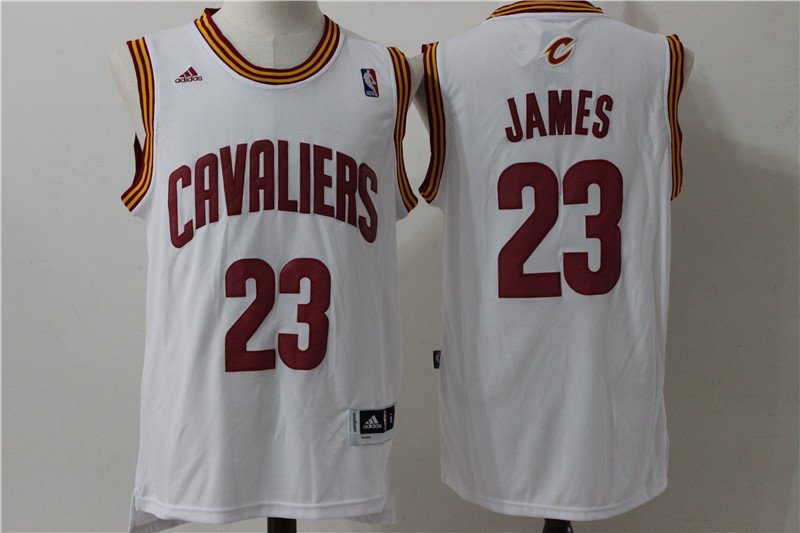 Men's Cleveland Cavaliers LeBron James White Basketball Jerseys Embroidered