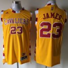 Men's Cleveland Cavaliers LeBron James Yellow Throwback Basketball Jersey Embroidered