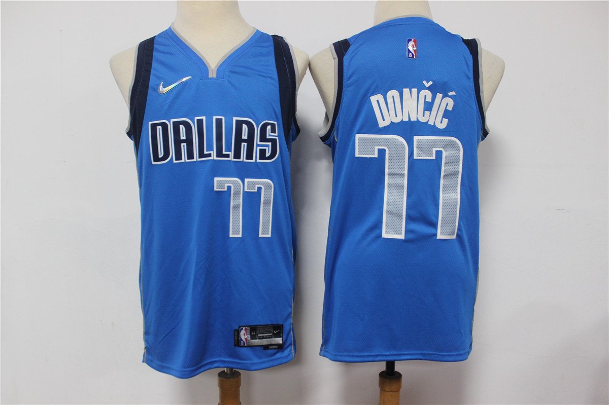 Men S Dallas Mavericks 77 Luka Doncic 75th Anniversary Diamond Blue