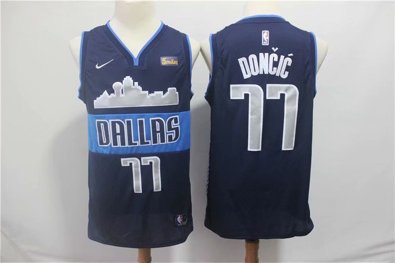 Men's Dallas Mavericks Luka Doncic Navy Basketball Jersey Embroidered