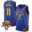 Men's Denver Nuggets #11 Bruce Brown Blue 2023 Finals Statement Edition & NO.6 Patch Stitched Jersey