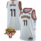 Men's Denver Nuggets #11 Bruce Brown White 2023 Finals Icon Edition With NO.6 Patch Stitched Jersey