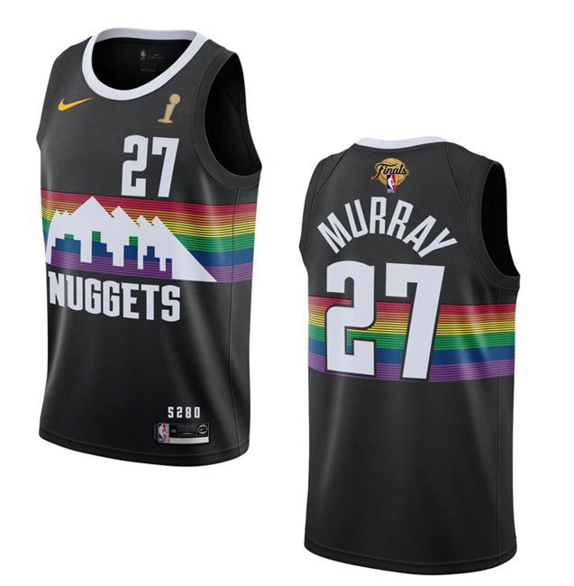 Men's Denver Nuggets #27 Jamal Murray Black 2023 Finals Champions City Edition Stitched Jersey